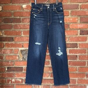 Levi's women's denim ribcage straight‎ ankle distressed button fly jeans size 26